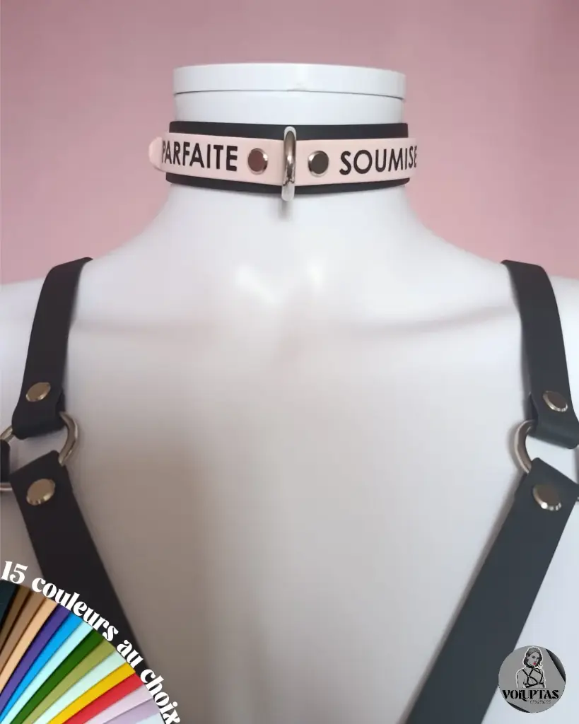 Collier BDSM DEVOTIA avec anneau D — Personnalisable 