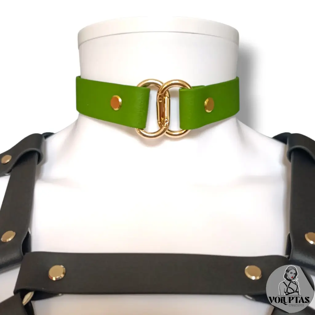 Collier NEXA en cuir vegan militaire — Sur mesure avec texte personnalisable en option