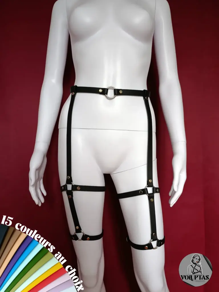 Jarretières BDSM MIRAVA — 2 étages : cuisses & genoux