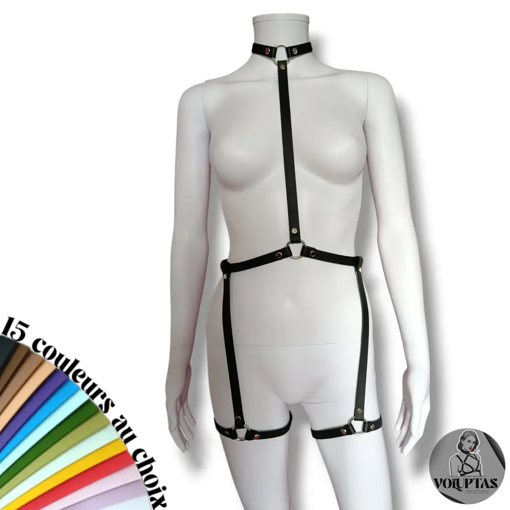 Jarretière avec collier BDSM POTENSA —  1 étage : cuisses 