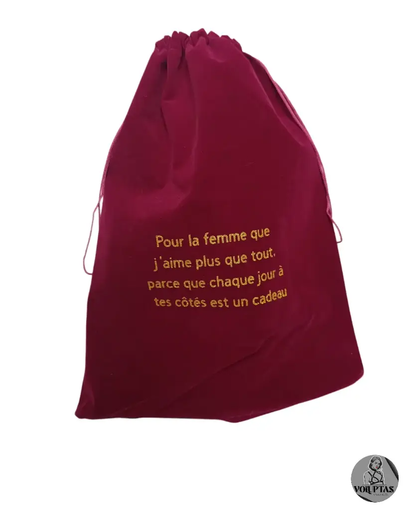 Pochon cadeau bordeaux  en velours personnalisable 30*40cm