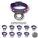 Collier TOTALIA en cuir vegan violet avec pics — Personnalisable 