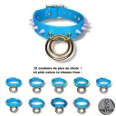 Collier TOTALIA en cuir vegan bleu avec pics — Personnalisable 