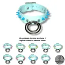 Collier TOTALIA en cuir vegan bleu pastel avec pics — Personnalisable 