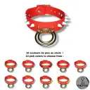 Collier TOTALIA en cuir vegan rouge avec pics — Personnalisable 