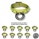 Collier TOTALIA en cuir vegan kaki avec pics — Personnalisable