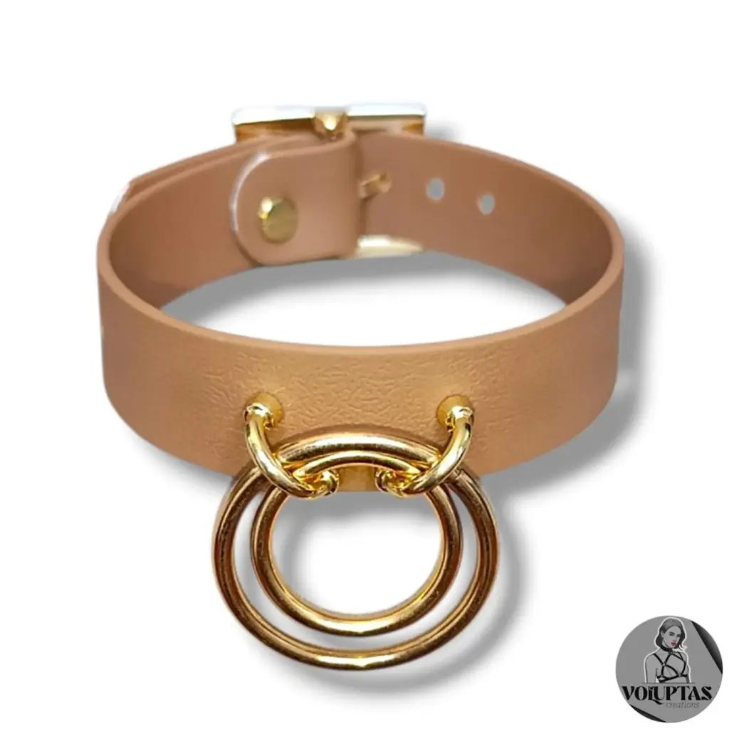 Collier TOTALIA en cuir vegan marron — Texte en option sur les côtés