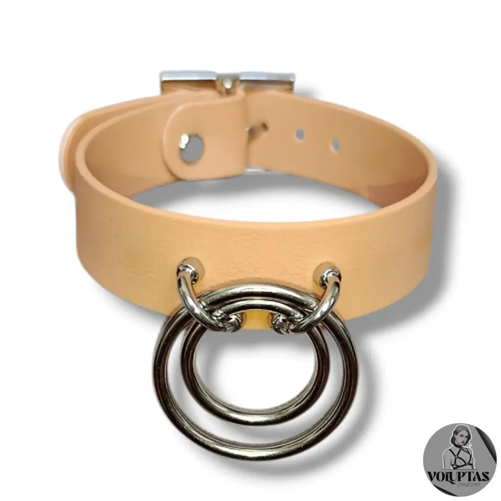 Collier TOTALIA en cuir vegan sable — Texte en option sur les côtés 