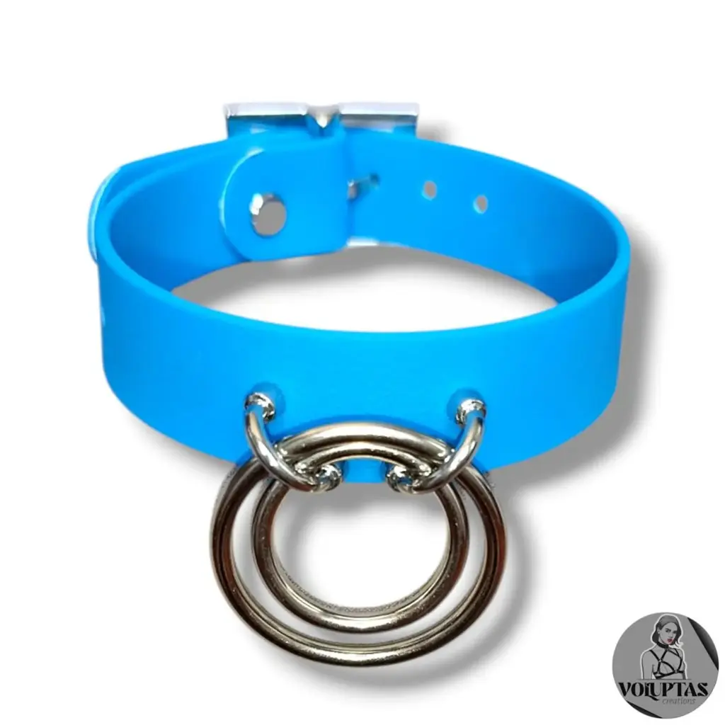 Collier TOTALIA en cuir vegan bleu — Texte en option sur les côtés 