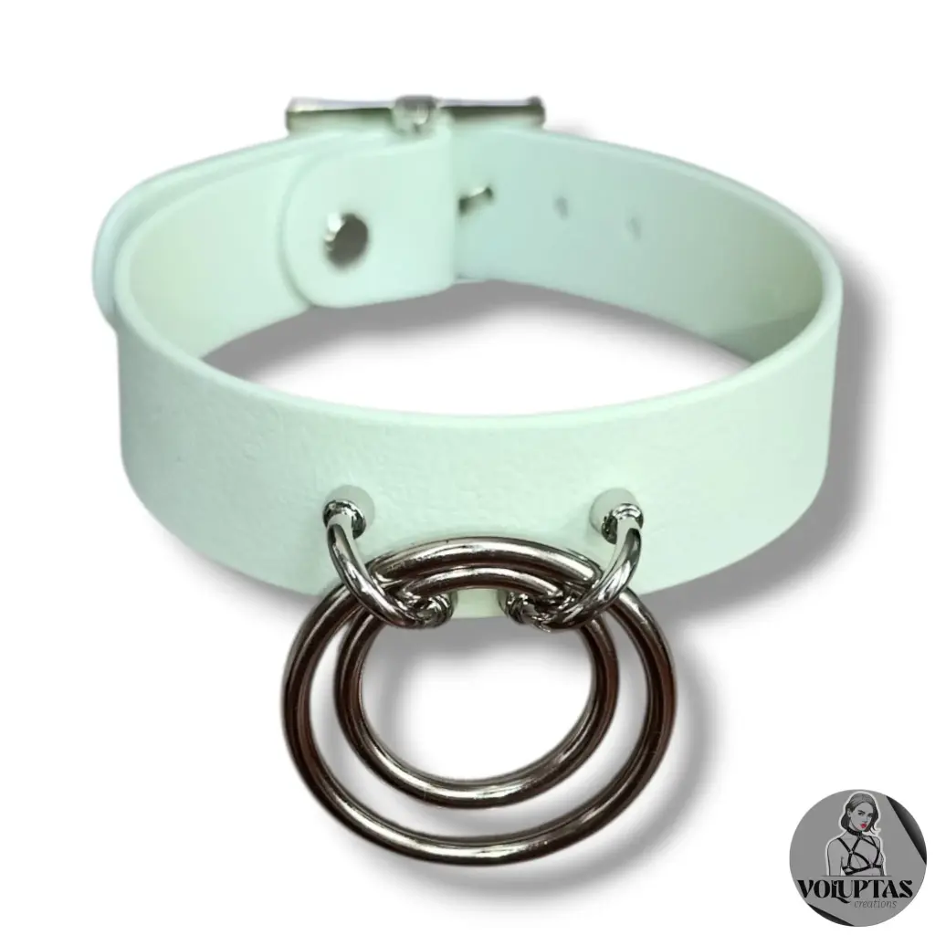 Collier TOTALIA en cuir vegan menthe — Texte en option sur les côtés