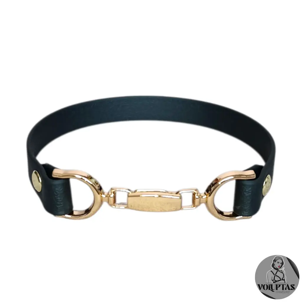 Collier ADORA en cuir vegan noir — Sur mesure avec texte personnalisable en option