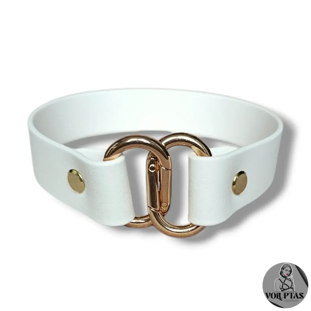 Collier NEXA en cuir vegan blanc — Sur mesure avec texte personnalisable en option