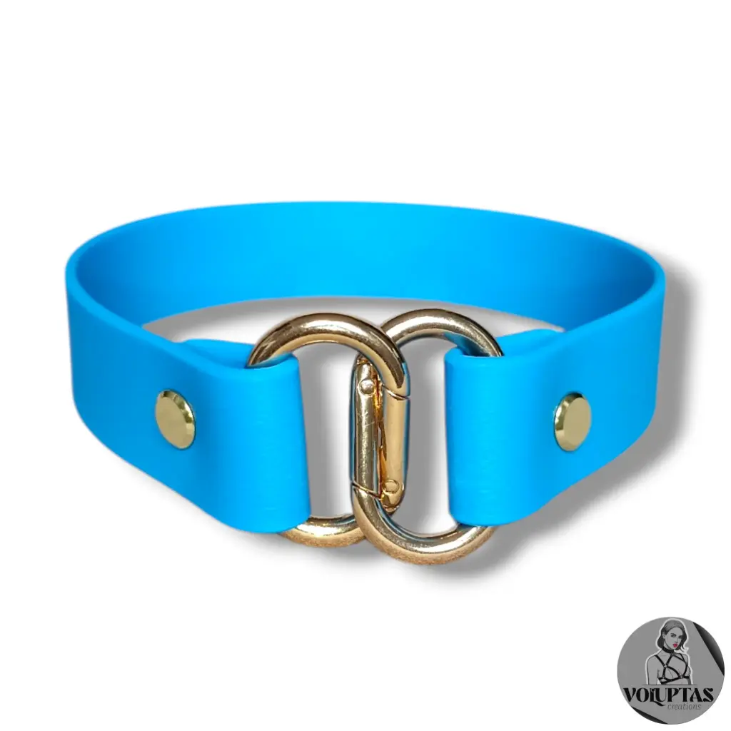 Collier NEXA en cuir vegan bleu — Sur mesure avec texte personnalisable en option