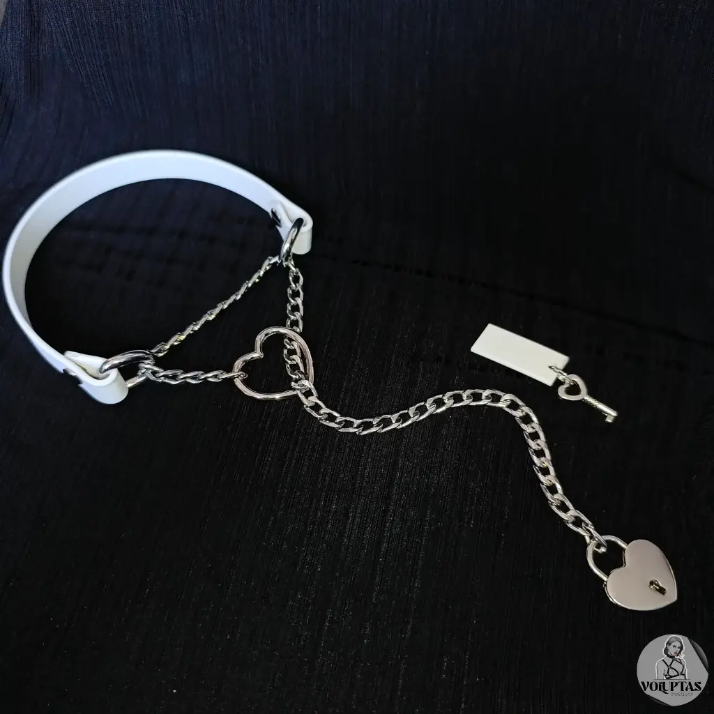 Collier martingale / étrangleur TENEXIA en cuir vegan blanc — Sur mesure avec texte personnalisable en option - 16 ou 25mm de largeur 