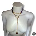 Collier martingale / étrangleur TENEXIA en cuir vegan violet — Sur mesure avec texte personnalisable en option - 16 ou 25mm de largeur