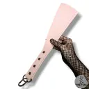 Slapper FERULA avec 5 bandes de cuir vegan rose pastel — Texte en option personnalisable (+couleur au choix)