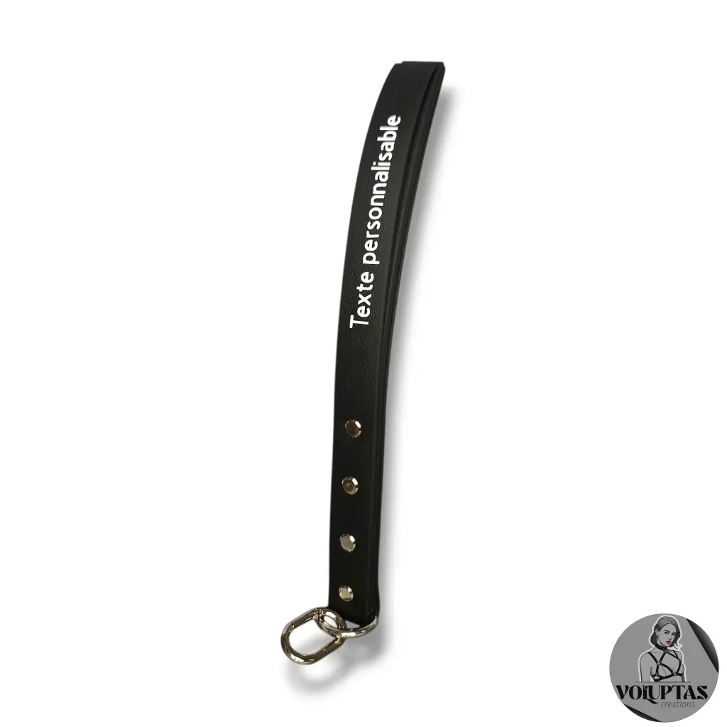 Slapper FERULA avec 5 bandes de cuir vegan noir — Texte en option personnalisable (+couleur au choix)