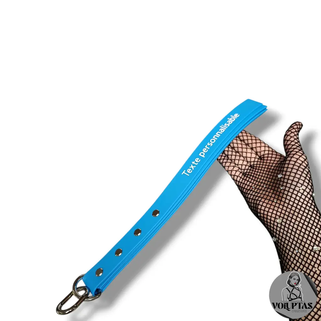 Slapper FERULA avec 5 bandes de cuir vegan bleu — Texte en option personnalisable (+couleur au choix)