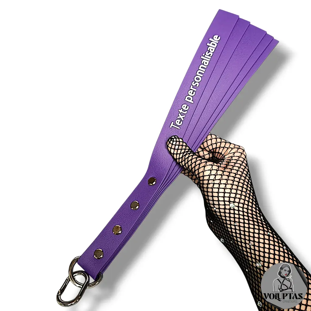 Slapper FERULA avec 5 bandes de cuir vegan violet — Texte en option personnalisable (+couleur au choix)
