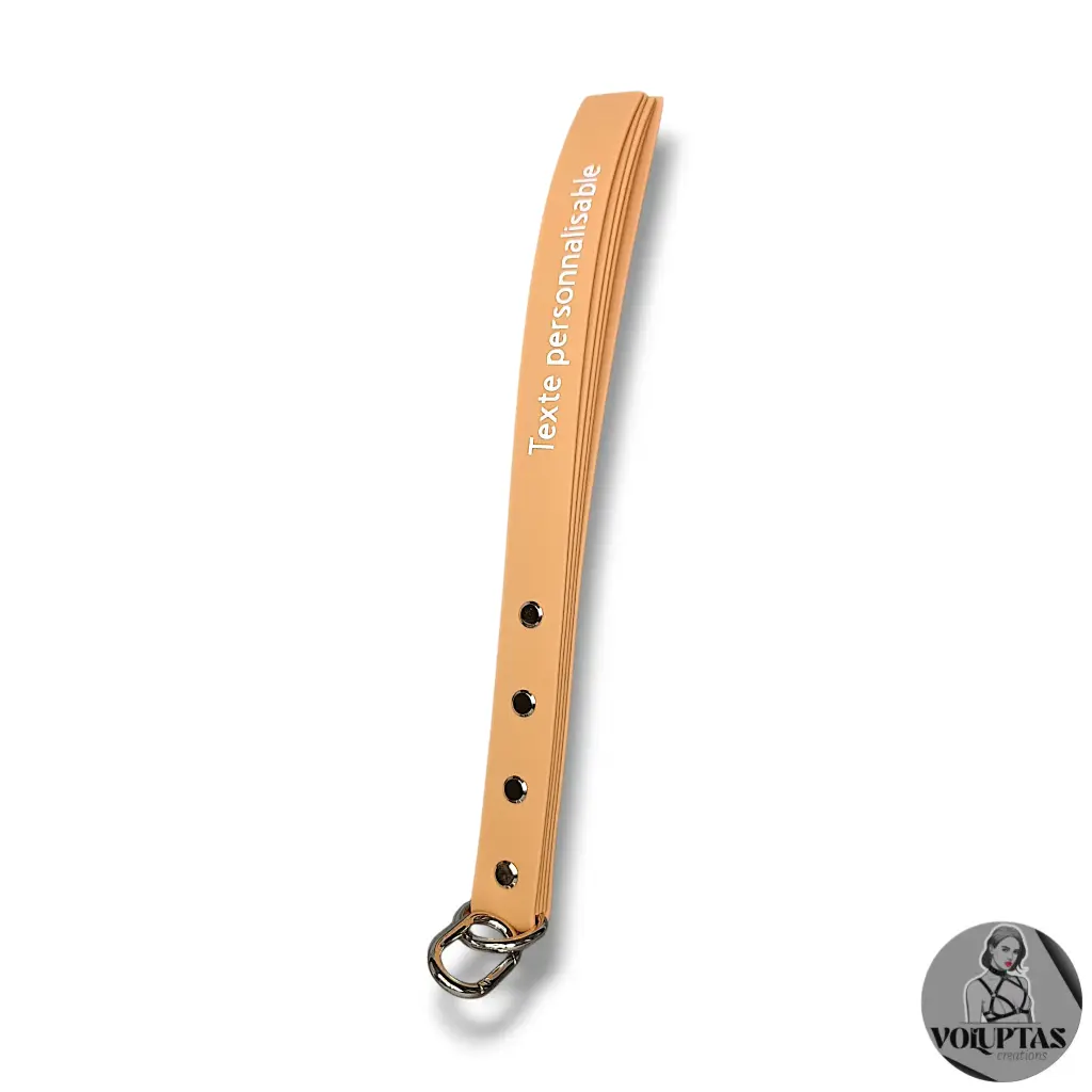 Slapper FERULA avec 5 bandes de cuir vegan sable — Texte en option personnalisable (+couleur au choix)