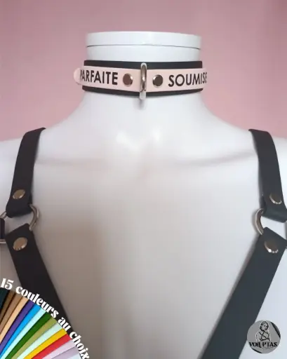 Collier BDSM DEVOTIA avec anneau D — Personnalisable 