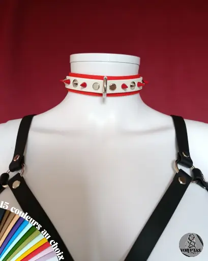 Collier BDSM FEROCIA avec anneau D & pics — Personnalisable