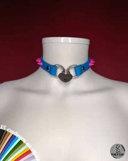 Collier AMARA avec cadenas & pics — Sur mesure & personnalisable - Largeur 16mm