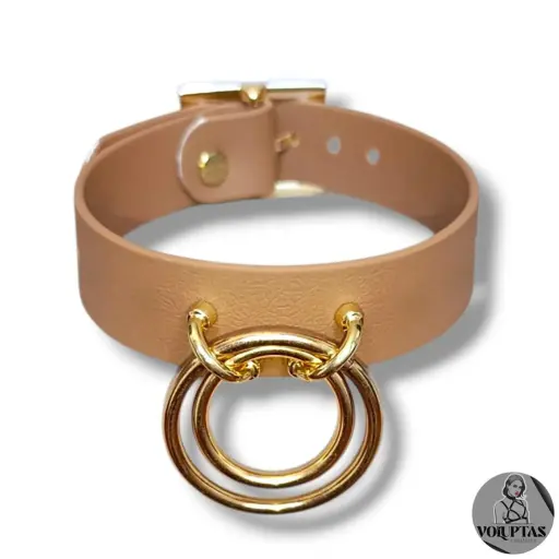 Collier TOTALIA en cuir vegan marron — Texte en option sur les côtés