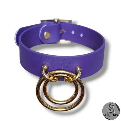 Collier TOTALIA en cuir vegan violet — Texte en option sur les côtés