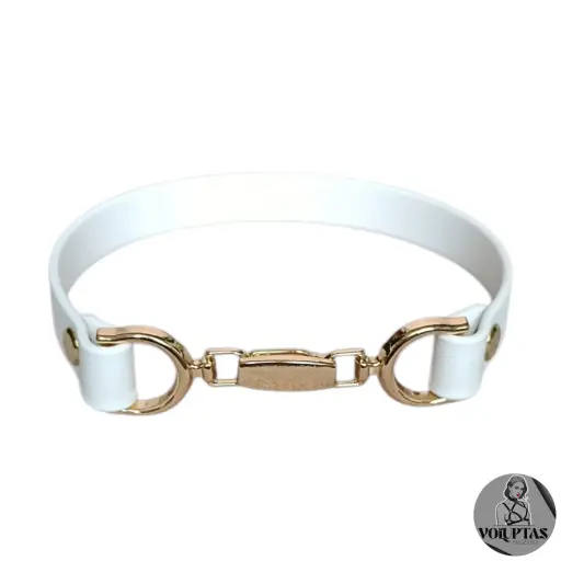 Collier ADORA en cuir vegan blanc — Sur mesure avec texte personnalisable en option