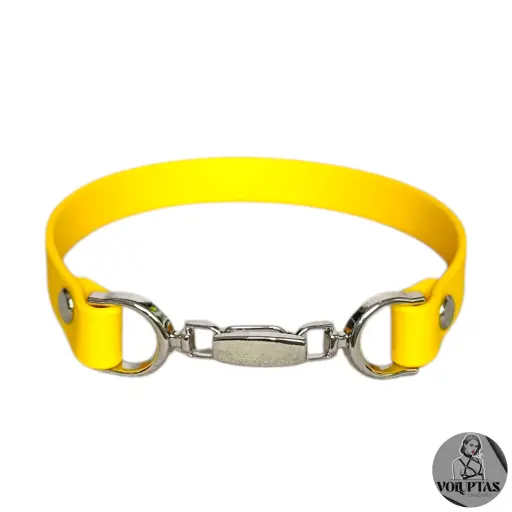Collier ADORA en cuir vegan jaune tournesol — Sur mesure avec texte personnalisable en option