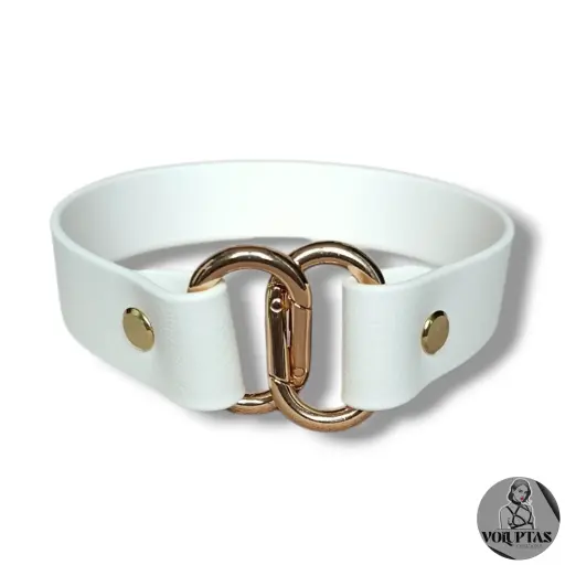 Collier NEXA en cuir vegan blanc — Sur mesure avec texte personnalisable en option