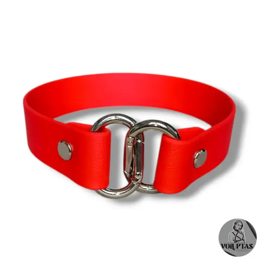 Collier NEXA en cuir vegan rouge — Sur mesure avec texte personnalisable en option