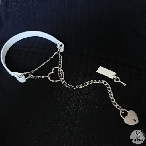 Collier étrangleur / martingale TENEXIA en cuir vegan blanc — Sur mesure avec texte personnalisable en option - 16 ou 25mm de largeur 