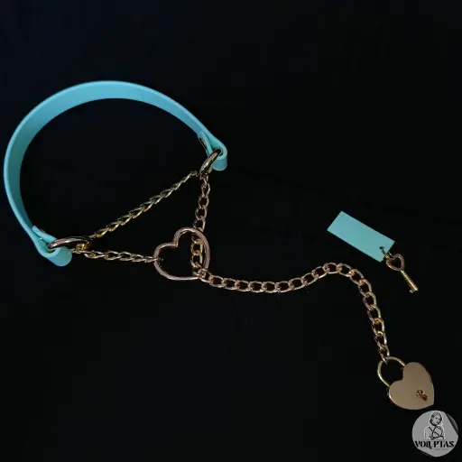 Collier étrangleur / martingale TENEXIA en cuir vegan bleu pastel — Sur mesure avec texte personnalisable en option - 16 ou 25mm de largeur