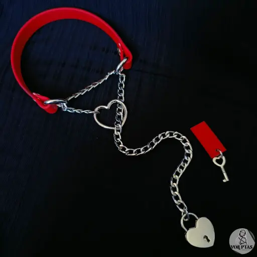 Collier étrangleur / martingale TENEXIA en cuir vegan rouge — Sur mesure avec texte personnalisable en option - 16 ou 25mm de largeur